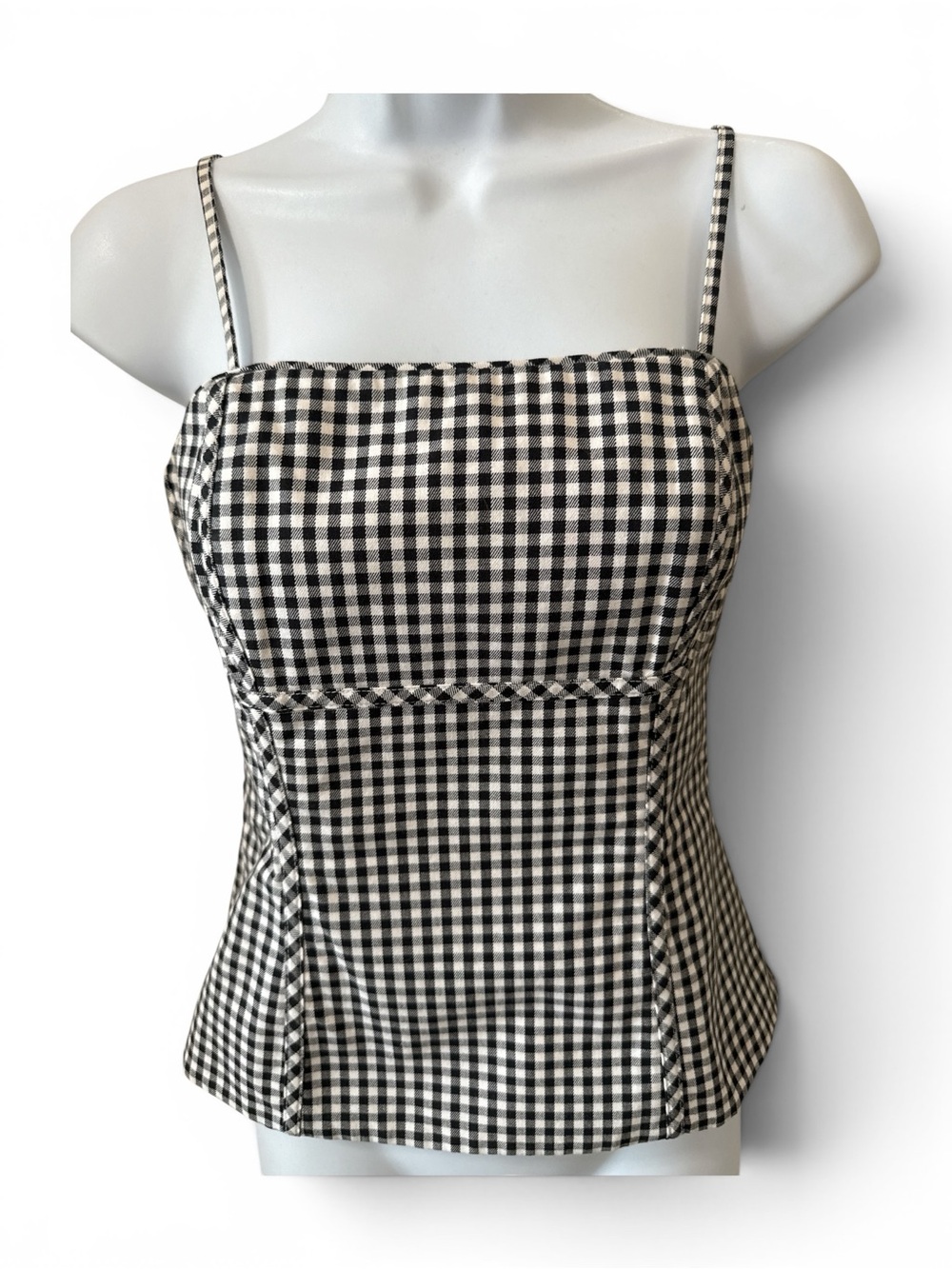 White House Black Market Black and White Gingham Camisole Size 0